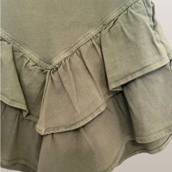 MOTHER Ruffled Mini Skirt in Loden Frost - Picture 2 of 9